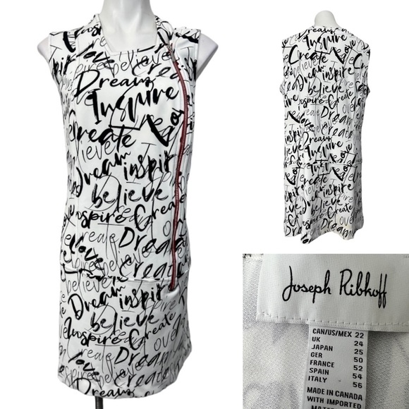 Joseph Ribkoff Sleeveless Stretch Graphics Sheath Dress plus Sz 22 White Black - Picture 1 of 6